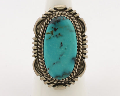 Navajo Ring .925 Silver Natural Blue Turquoise Artist Signed Spencer C.80's
