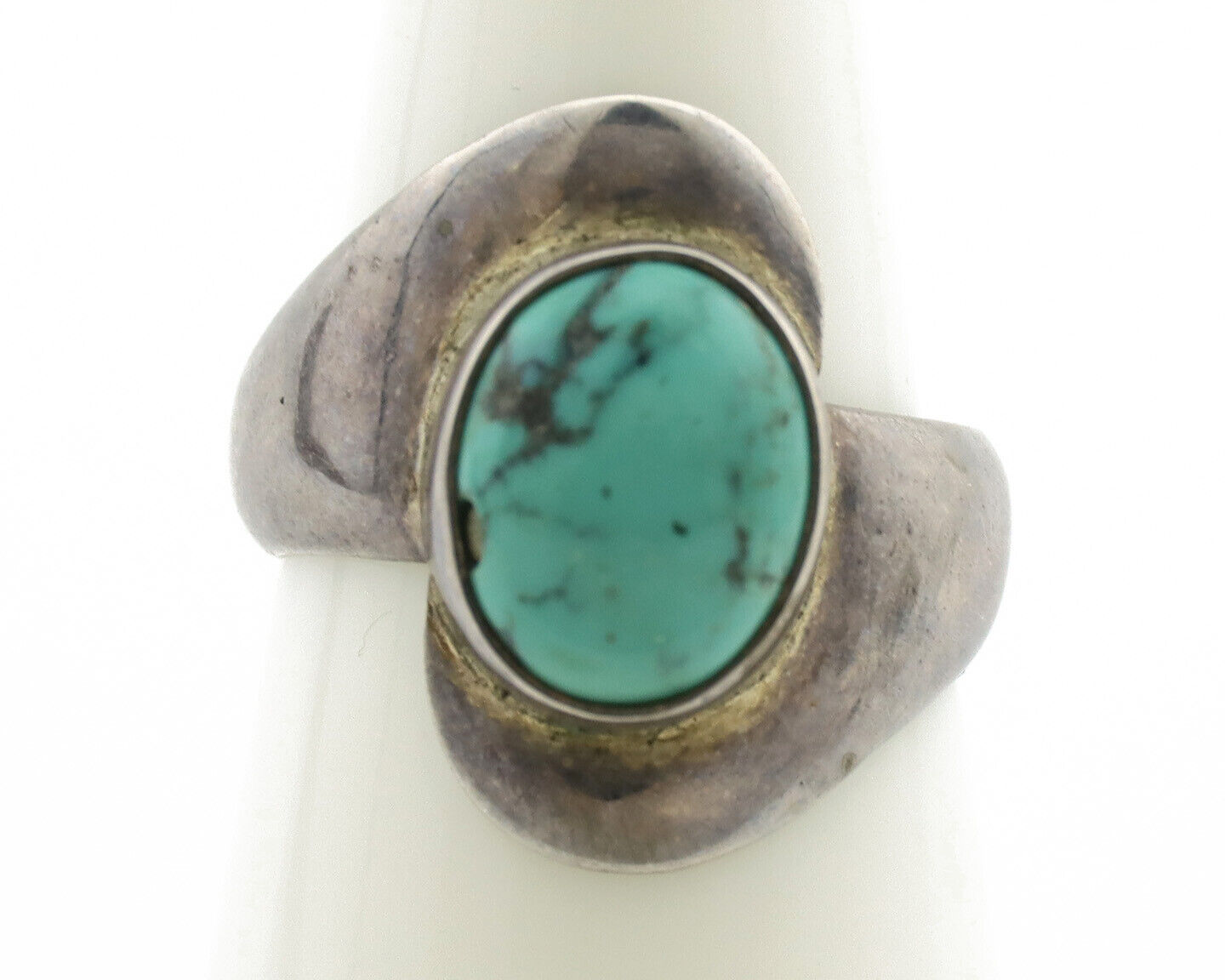 Navajo Ring .925 Silver Natural Turquoise Handmade Native American Artist C.80s