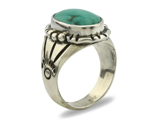 Navajo Ring .925 Silver Blue Green Southwest Turquoise Native Artist C.80's