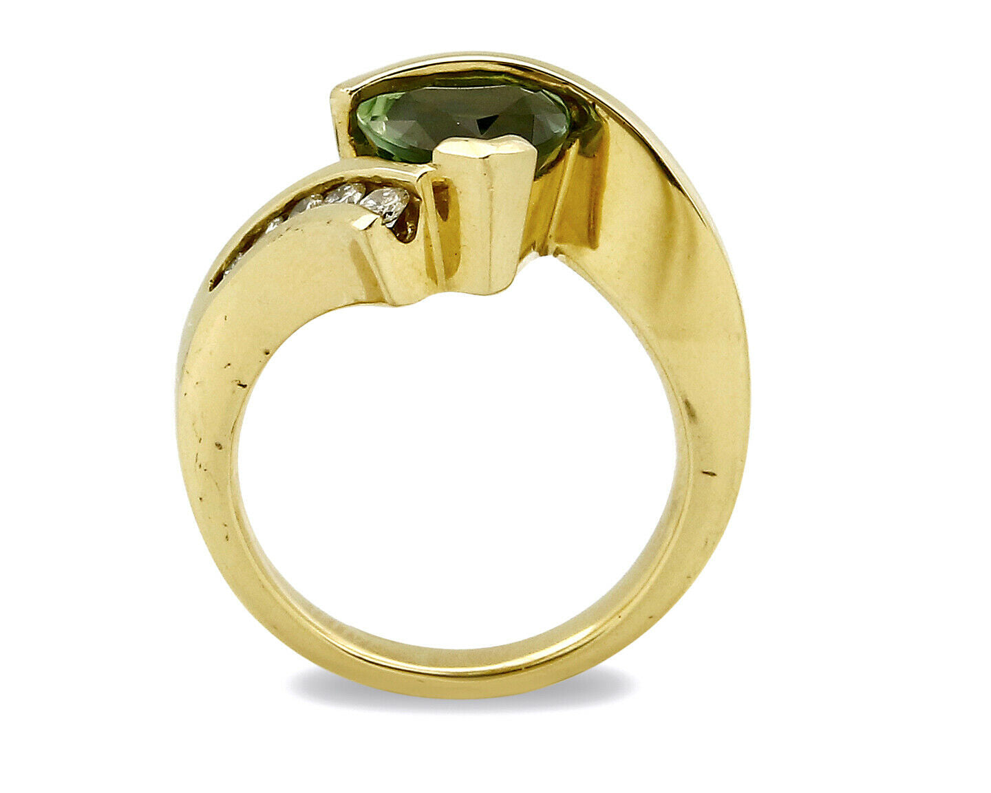 Women's Peridot Diamond Ring 18k SOLID Gold Engagement 2.6 tcw Size 5.5