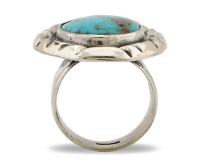 Navajo Ring 925 Silver Natural Blue Turquoise Native Artist Signed C Montoya C80