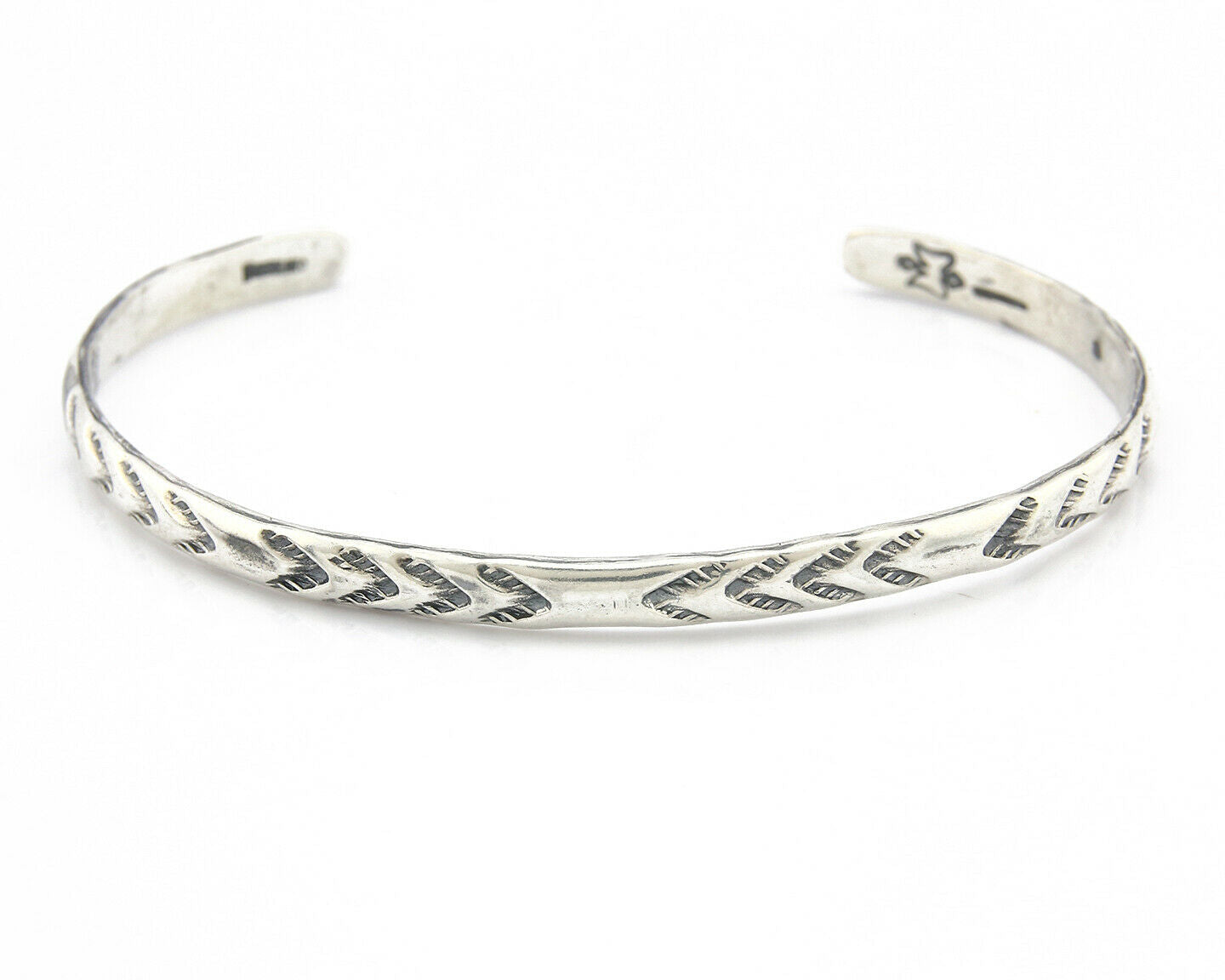 Navajo Bracelet .925 Silver Hand Stamped Arrow Head Artist I Montoya C.80's