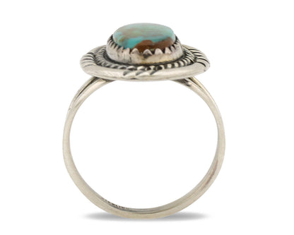 Navajo Ring .925 Silver Nevada Turquoise Native American Artist C.1980's