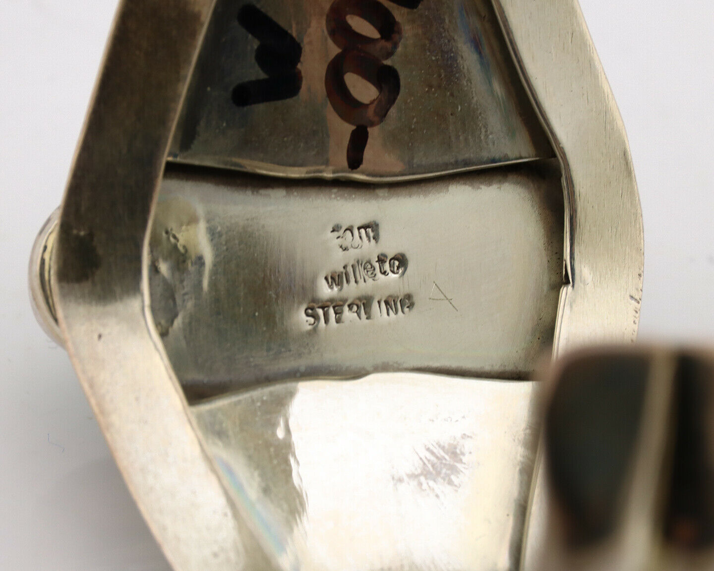 Navajo Cuff Bracelet .925 Silver Kingman Turquoise Artist Signed DC C.80's