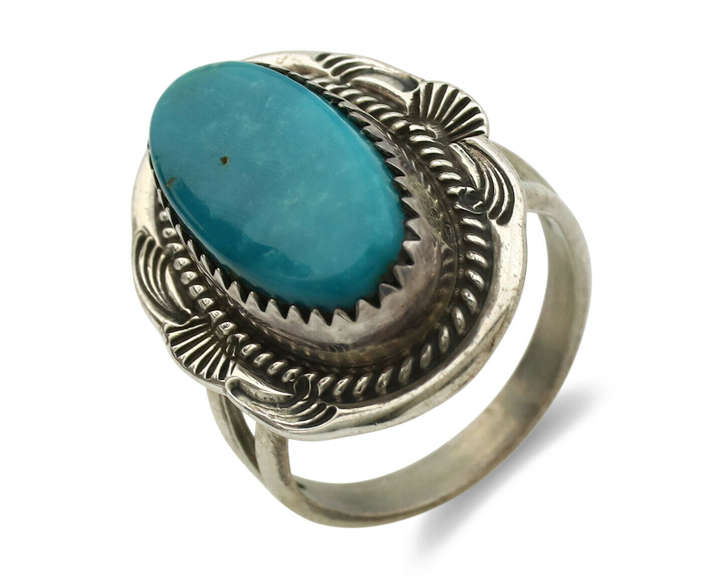 Navajo Ring .925 Silver Blue Spiderweb Native American Artist C.1980's