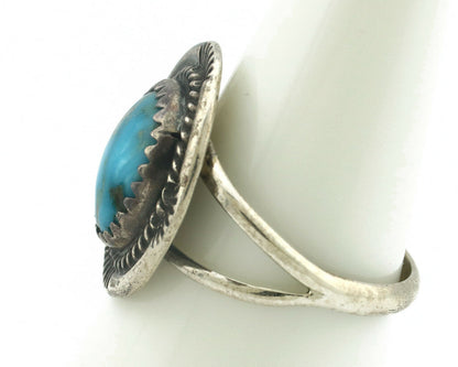 Navajo Ring .925 Silver Natural Blue Turquoise Native American Artist C.80's