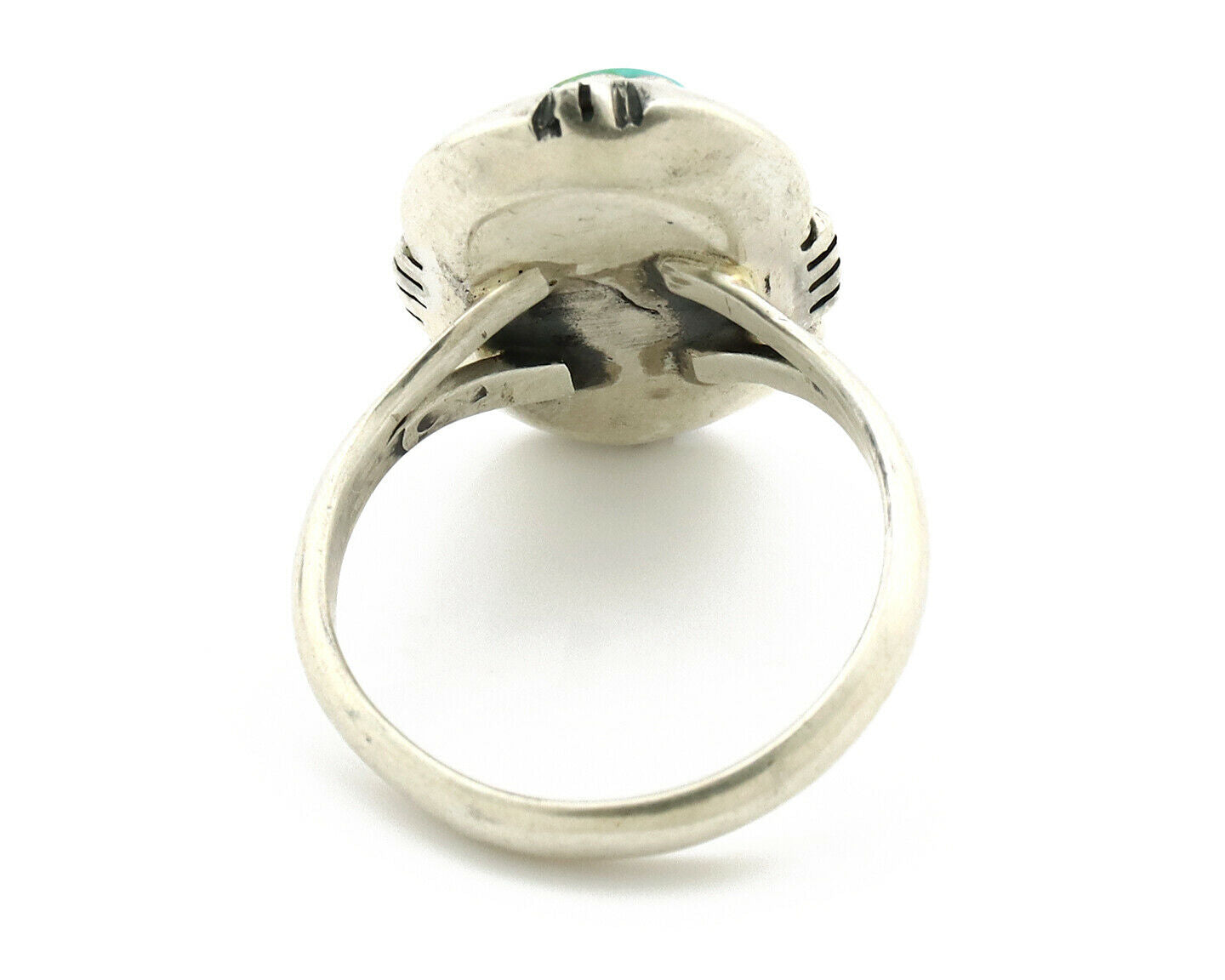 Navajo Ring .925 Silver Kingman Turquoise Handmade Native American Artist C80s