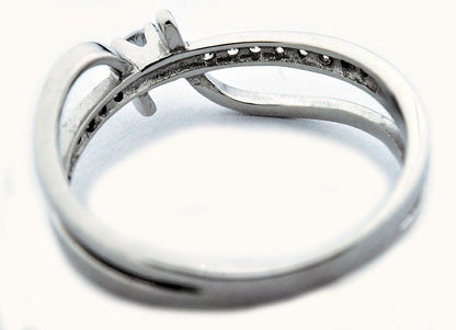 Diamond Wedding Solitaire w/ Accents Ring .25 ct Round Cut Solid 14k White Gold