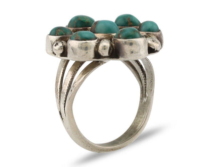 Navajo Ring .925 Silver Natural Blue Turquoise Artist Signed LP C.80's