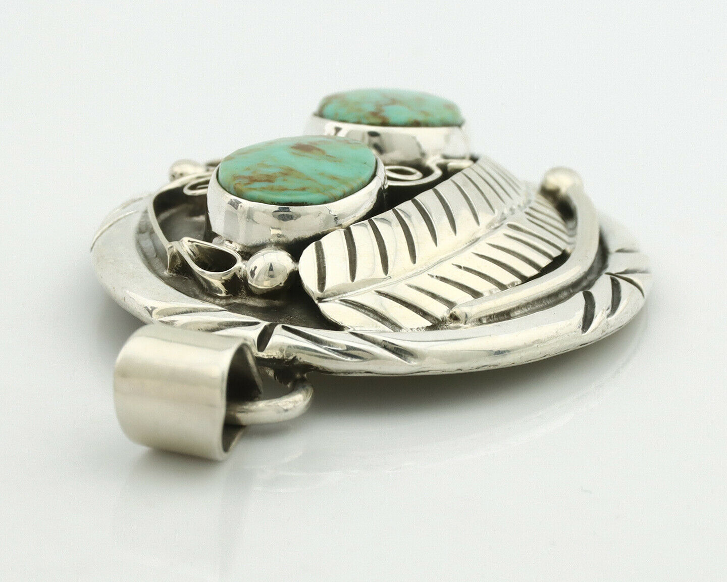 Navajo Necklace .925 Silver Kingman Turquoise Native American C.80's