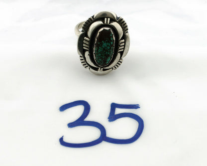 Navajo Ring .925 Silver Spiderweb Turquoise Artist Signed L. M. Nez C80s