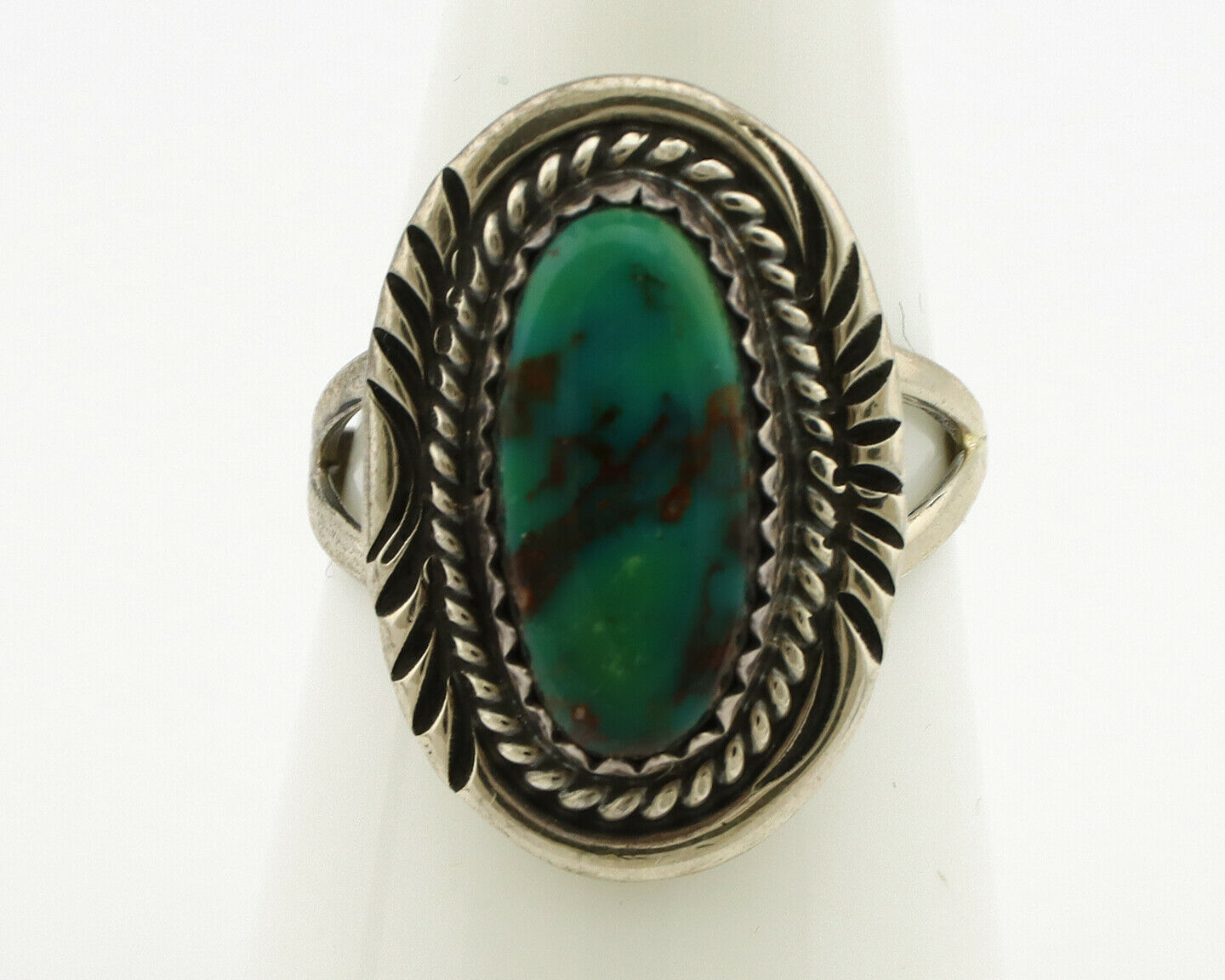 Navajo Ring .925 Silver Kingman Turquoise Native American Artist C.1980's