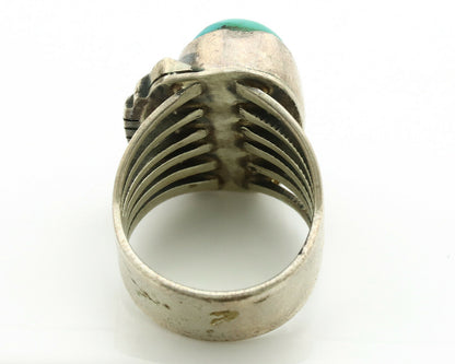 Navajo Ring .925 Silver Kingman Turquoise Signed Harold Becenti C.1980's