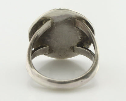 Navajo Handmade Ring .925 Silver Blue Diamond Turquoise Native Artist C.80's