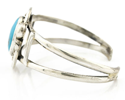 Navajo Bracelet .925 Silver Morenci Turquoise Artist Signed C Montoya 80's