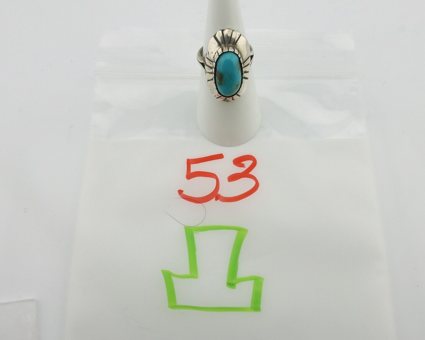 Navajo Ring 925 Silver Natural Blue Turquoise Artist Signed M Montoya C.80's