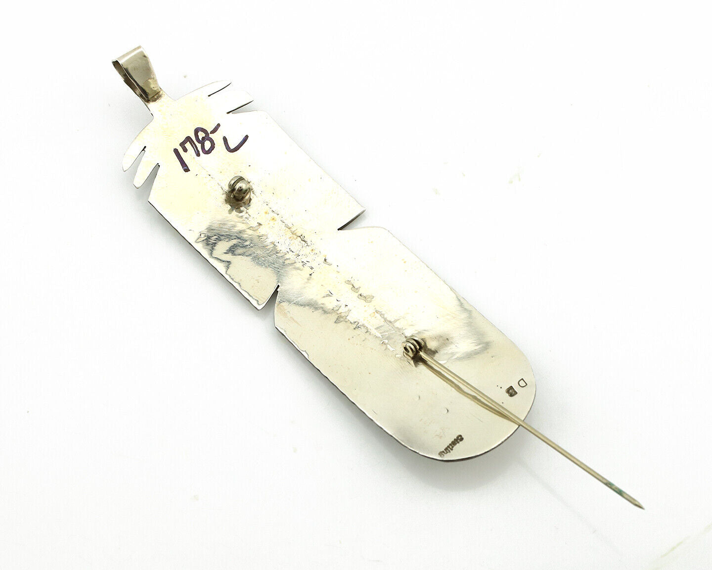 Navajo Hair Clip Barrette 925 Silver Hand Stamped Native Artist Signed BD C.80's