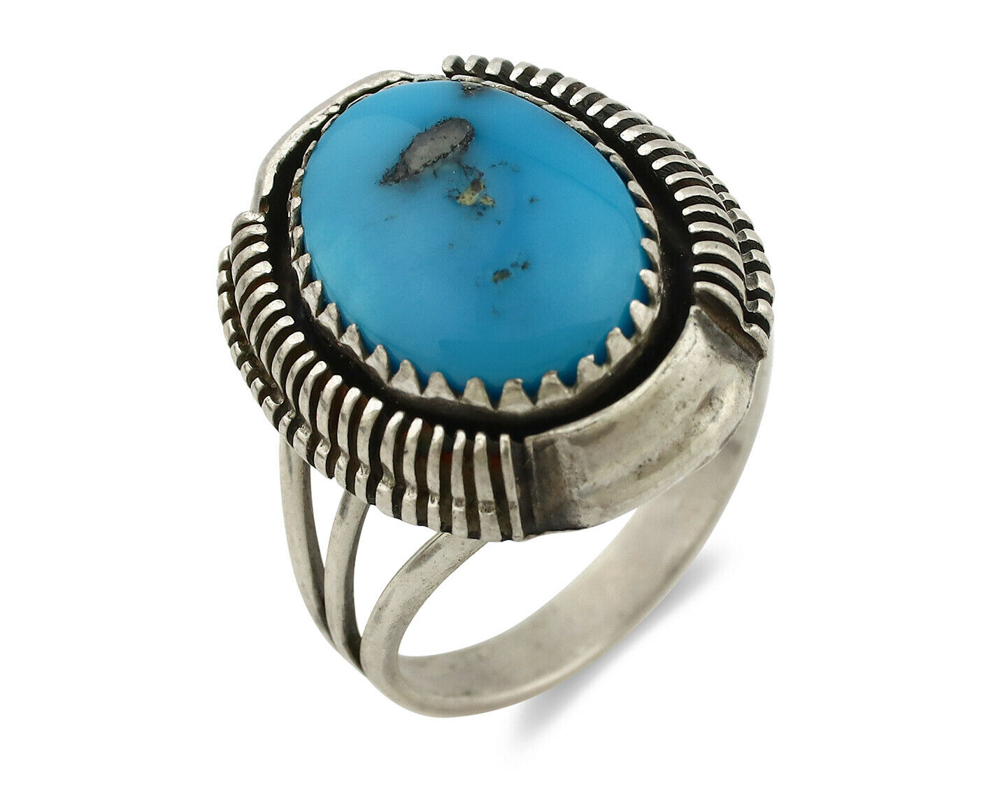 Navajo Ring .925 Silver Natural Mined Turquoise Artist Signed M Nez C80s