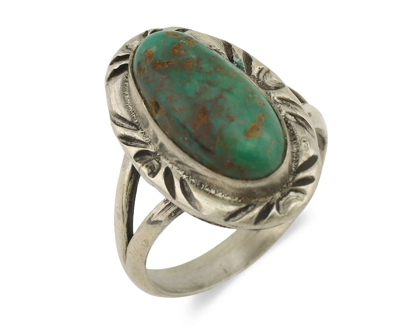 Navajo Ring .925 Silver Natural Mined Turquoise Native Artist Signed C.80's