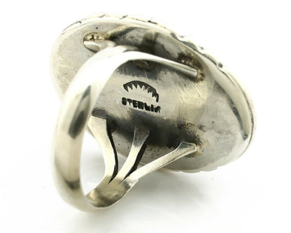 Navajo Ring .925 Silver Natural Uncolored Green Turquoise Signed Apache C.80's