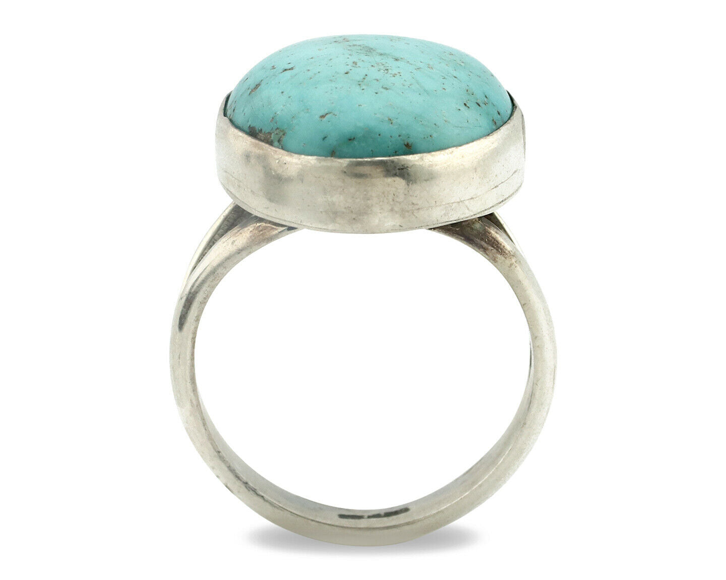 Navajo Ring .925 Silver Natural Blue Turquoise Signed Apache C.80's