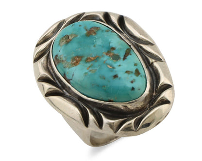 Navajo Ring 925 Silver Natural Blue Turquoise Native Artist Signed C Montoya C80