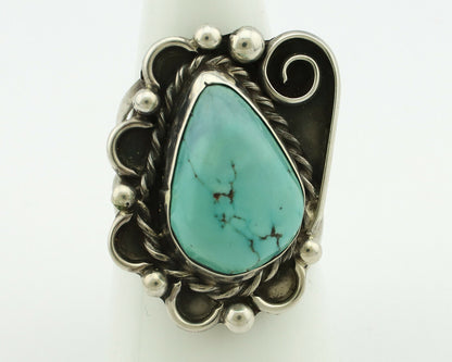 Navajo Ring .925 Silver Natural Bisbee Turquoise Artist Signed JT C.80's