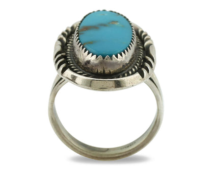 Navajo Ring .925 Silver Kingman Turquoise Artist Native American C.1980's