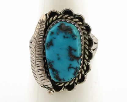 Navajo Ring .925 Silver Sleeping Beauty Turquoise Native American Artist C.80's