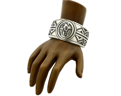 Navajo Lowell Draper Bracelet .925 Silver C.80's Overlay Kokopelli Pattern