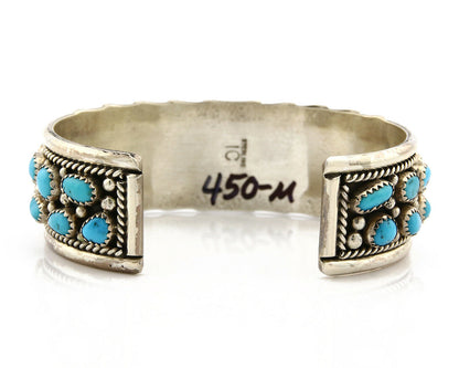 Navajo Bracelet .925 Silver Sleeping Beauty Turquoise Artist Signed IC C.80's