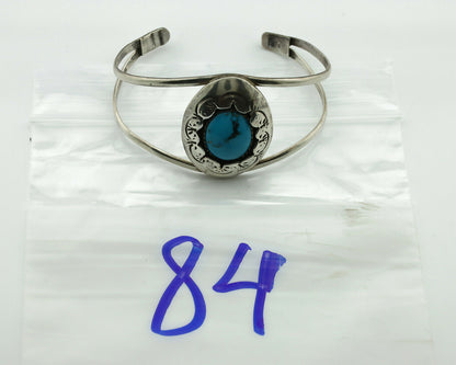 Navajo Bracelet .925 Silver Morenci Turquoise Native American Artist C.80's