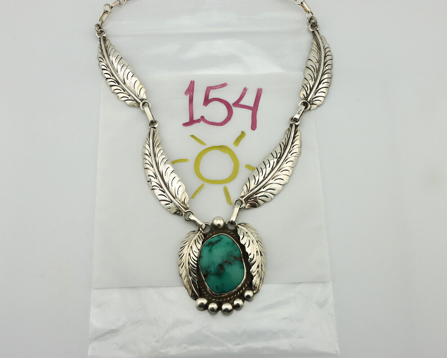 Navajo Necklace 925 Silver Blue Turquoise Artist Signed C Montoya C.80's