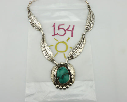 Navajo Necklace 925 Silver Blue Turquoise Artist Signed C Montoya C.80's