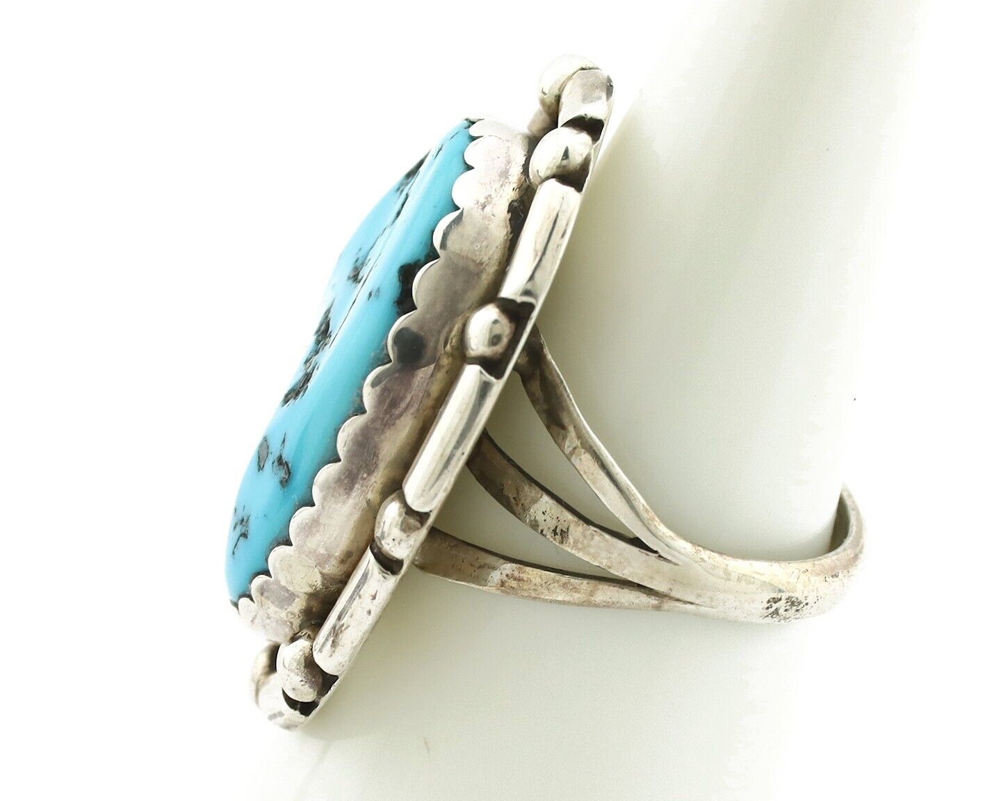 Navajo Ring 925 Silver Blue Turquoise Native Dominik Ferard C.80's