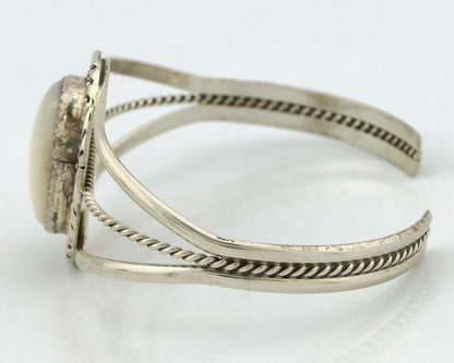 Navajo Bracelet .925 Silver White Sea Shell Native American Artist C.90's
