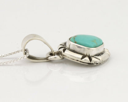 Navajo Necklace .925 Silver Kingman Turquoise Signed Gecko C.1980's