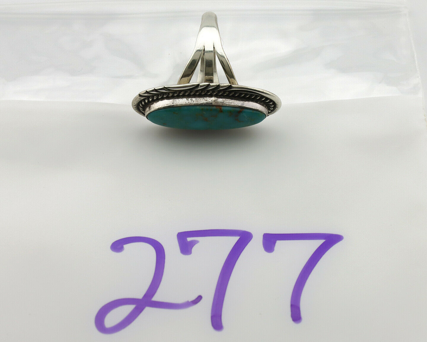 Navajo Ring .925 Silver Kingman Turquoise Native American Artist C.80's