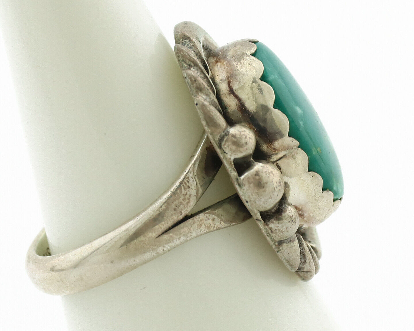 Navajo Ring .925 Silver Natural Aqua Turquoise Native American Artist C.1980's