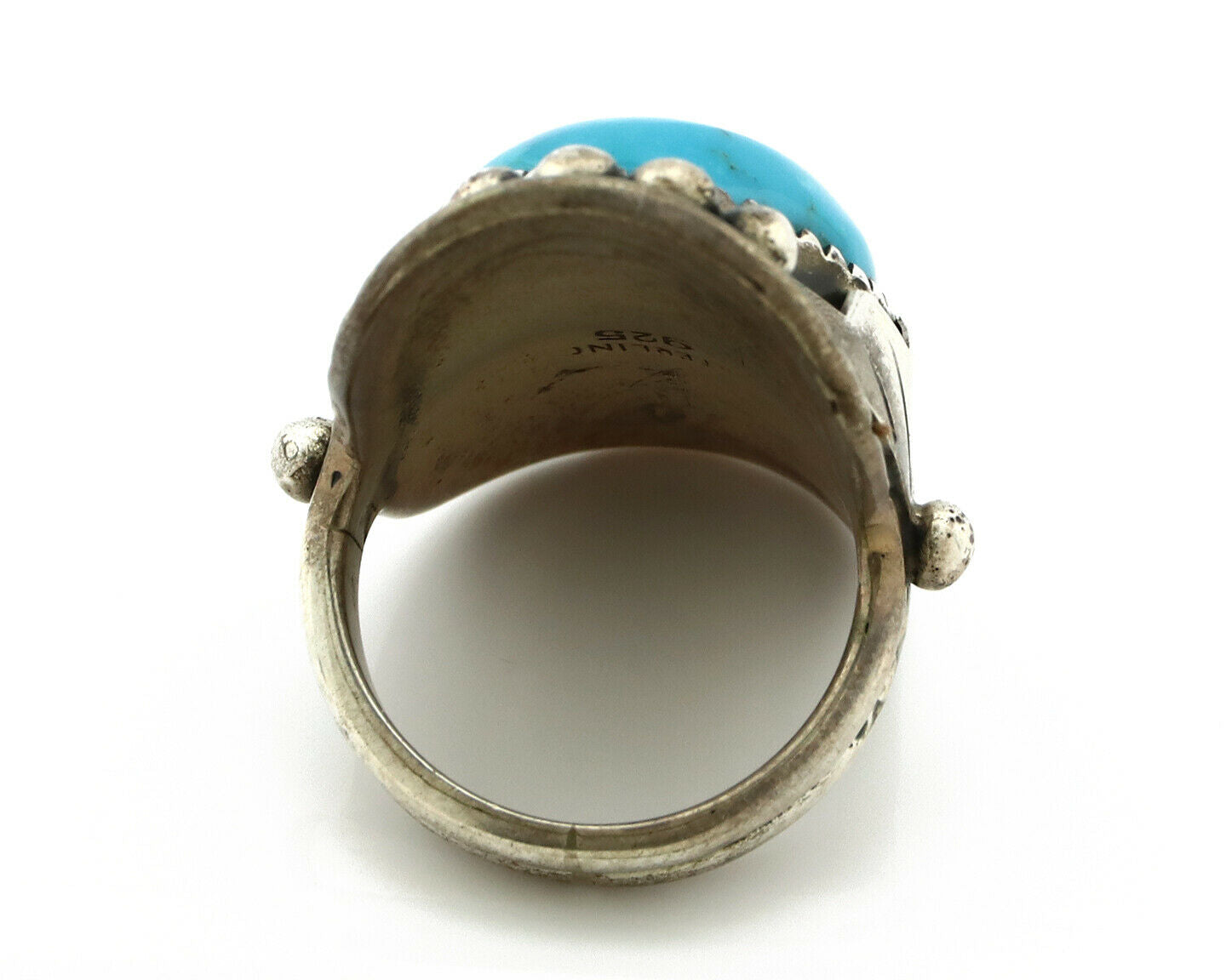 Navajo Ring .925 Silver Blue Southwest Turquoise Native American Artist C.80's