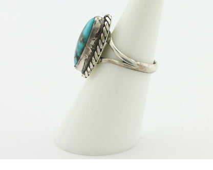 Navajo Handmade Ring .925 Silver Kingman Turquoise Native Artist C.80's