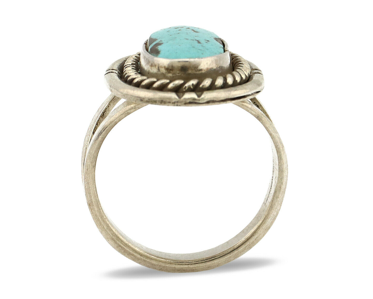 Navajo Ring .925 Silver Blue Turquoise Native American Artist C.1980's