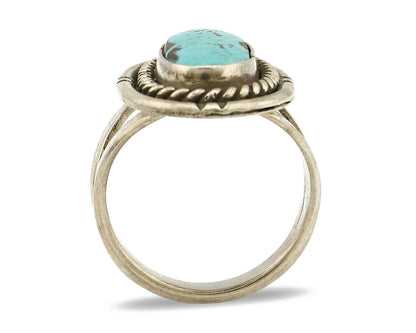 Navajo Ring .925 Silver Blue Turquoise Native American Artist C.1980's