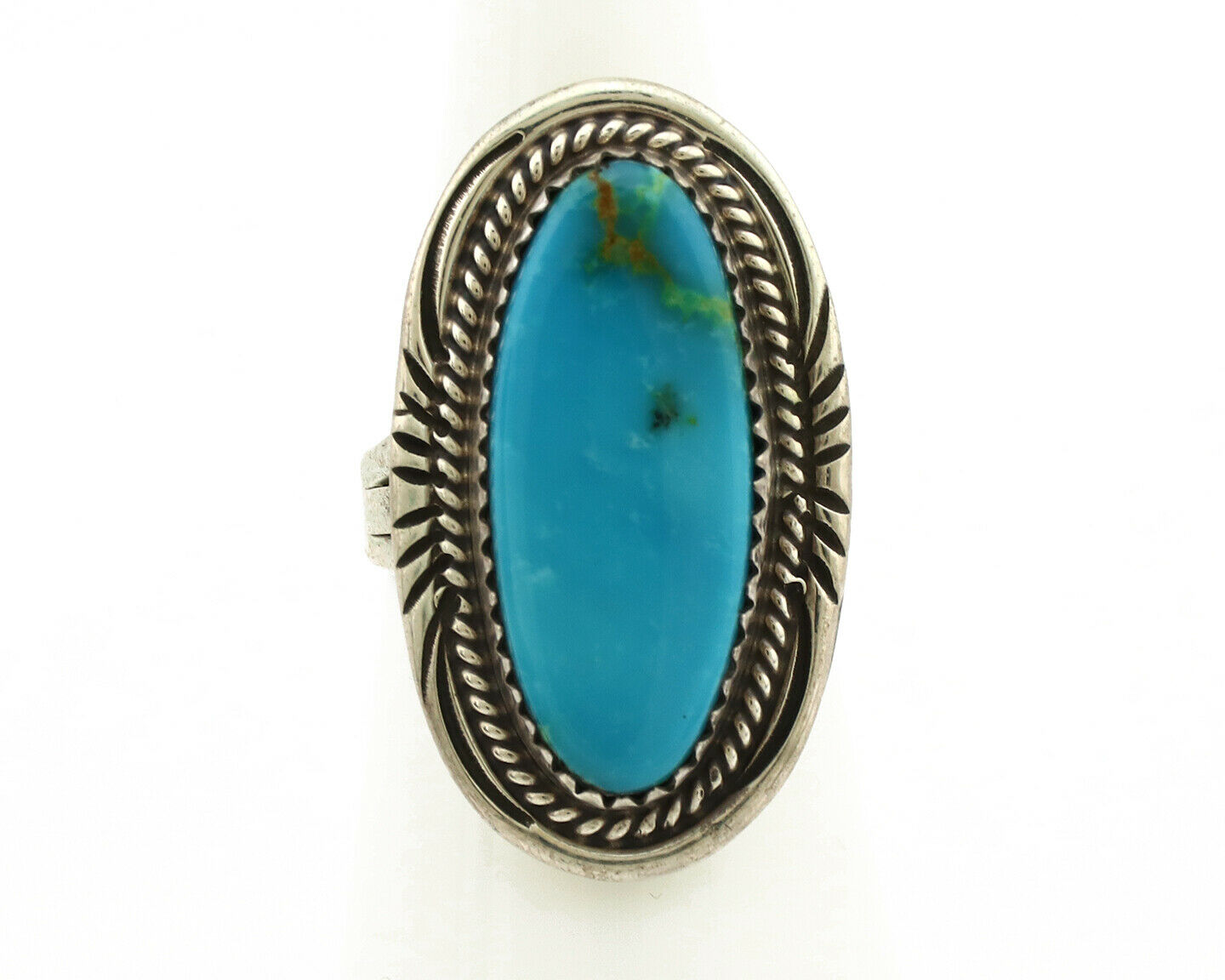 Navajo Ring .925 Silver Nevada Turquoise Artist Signed M Begay C.1980's