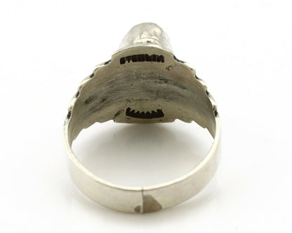 Navajo Ring .925 Silver Kingman Turquoise Artist Signed Apache C.80's