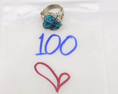 Navajo Ring .925 Silver Sleeping Beauty Turquoise Artist Signed DK C.80's