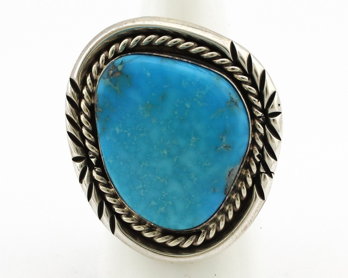 Navajo Ring 925 Silver Blue Turquoise Native American Artist C.80's