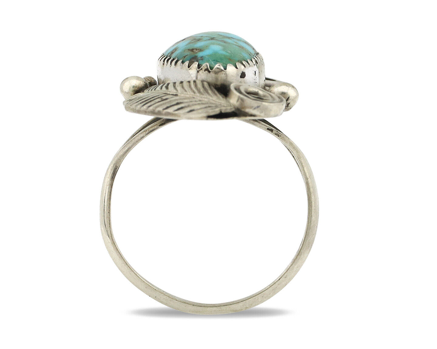 Navajo Ring 925 Silver Turquoise Mtn Turquoise Artist Signed Morris C.80's