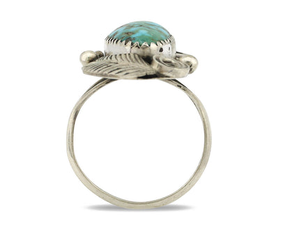 Navajo Ring 925 Silver Turquoise Mtn Turquoise Artist Signed Morris C.80's
