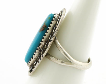 Navajo Ring .925 Silver Nevada Turquoise Native American Artist C.1980's